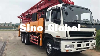 Красная подержанная тележка Сани 46m конкретных насосов с шасси Isuzu