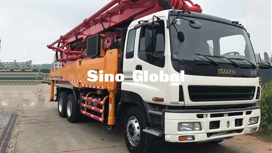 Красная подержанная тележка Сани 46m конкретных насосов с шасси Isuzu