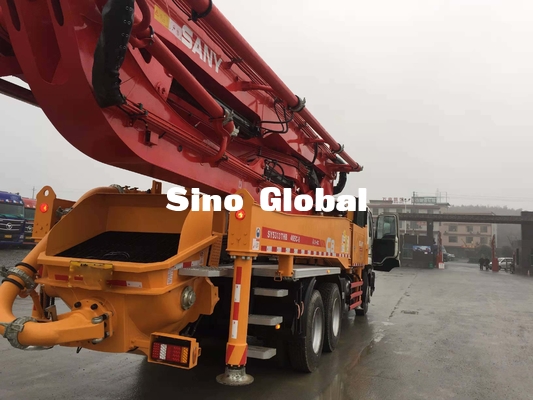 Красная подержанная тележка Сани 46m конкретных насосов с шасси Isuzu